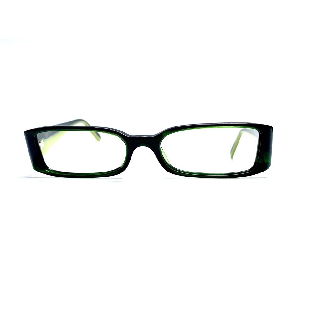 Prada Black Green Rectangular Glasses Wide Temples Italy VPR16G 53 17 135
